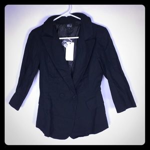 Very J Juniors Size Medium 3/4 Sleeve Black Blazer